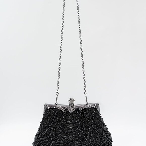 Vintage floral leaf beads sequins evening bag Elegant Clutch for Women for Bride - Picture 7 of 8